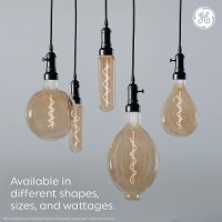 Ge Lighting Vintage Style Led Light Bulb, 40 Watt Eqv, Amber Glass, Warm Candle Light, Bt56 Large Light Bulb, Medium Base