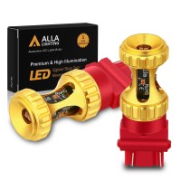 Alla Lighting 3156 3157 Led Red Bulbs 3000Lm Turn Signal, Stop Brake Tail Lights T25 3047 3057 3457 4157 4057 3155 For Cars, Trucks, Motorcycles, Extreme Super Bright