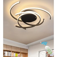 Qin-Lighting Led Bedroom Light Modern Chic Design Flush Mount Ceiling Lamp Dimmable Acrylic Panel Unique Minimalist Livingroom Pendant Light With Remote Control Dining Room Kitchen Island Office Lamp