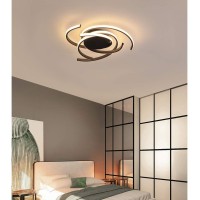 Qin-Lighting Led Bedroom Light Modern Chic Design Flush Mount Ceiling Lamp Dimmable Acrylic Panel Unique Minimalist Livingroom Pendant Light With Remote Control Dining Room Kitchen Island Office Lamp