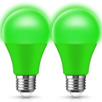 Jandcase A19 Green Light Bulb, St. Patrick'S Day Light Bulb, 70W Equivalent, 9W Colored Light Bulbs, E26 Medium Base, Holiday Light Bulbs, For Party Decoration, Porch, Home Lighting, 2 Pack