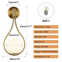 Kco Lighting Wall Sconce Mid-Century Drop Design Wall Mounted Light Brushed Brass Wall Lamps, Wall Mount Light Fixture For Bedside Living Room (1 Pack)