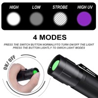 Black Light Flashlight Led Uv Torch 2 In 1 Blacklight With 500Lm Highlight 4 Mode Waterproof For Pet Clothing Food Fungus De