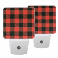 Pfrewn Merry Christmas Buffalo Plaid Night Light Plug In Set Of 2 For Kids Adults Boys Girls Babies,Snowman Snowflake Night Lights Led Auto Motion Senor For Reading Bathroom Bedroom Nursery Decorative