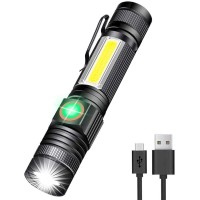 Hoxida Rechargeable Flashlight(Battery Included), Magnetic Led Flashlight With Cob Sidelight, 1200 Lumen Super Bright Led, Waterproof, Zoomable, 4 Modes Best Flashlight For Camping, Emergency