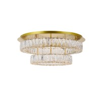 Monroe Led Light Gold Flush Mount Clear Royal Cut Crystal