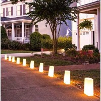 Elf Logic - Set Of 10 Electric Luminary Bags (Incandescent Lights) - Plug In And Weatherproof Vellum Luminary Pathway Lighting - Reusable Luminary Bags - Perfect Outdoor Luminary Lights