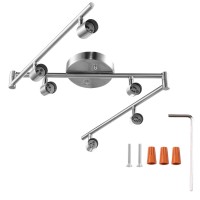 Aiboo 6-Light Adjustable Dimmable Track Lighting Kit, Flexible Foldable Arms,Satin Nickel Kitchen,Hallyway Bed Room Lighting Fixture, Gu10 Base Bulbs Not Included