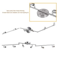 Aiboo 6-Light Adjustable Dimmable Track Lighting Kit, Flexible Foldable Arms,Satin Nickel Kitchen,Hallyway Bed Room Lighting Fixture, Gu10 Base Bulbs Not Included