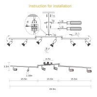 Aiboo 6-Light Adjustable Dimmable Track Lighting Kit, Flexible Foldable Arms,Satin Nickel Kitchen,Hallyway Bed Room Lighting Fixture, Gu10 Base Bulbs Not Included