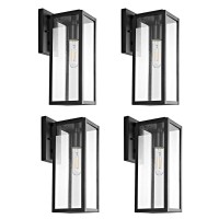 Bestshared 15 Black Outdoor Wall Sconce 4 Pack Exterior Wall Lantern Outdoor Wall Mounted Single Light Modern Wall Lamp Wit