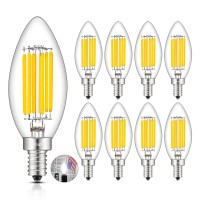 Crlight 6W Dimmable Led Candelabra Bulb 5000K Daylight White, 70W Equivalent 700Lm, E12 Led Light Bulbs, B11 Candle Clear Glass Decorative Chandelier Bulbs, 8 Pack