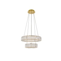 Monroe Integrated Led Chip Light Gold Pendant Clear Royal Cut Crystal