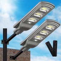 Lovus 2Pack Solar Led Street Light, 1000W Outdoor Solar Parking Lot Light Dusk To Dawn With Motion Sensor For Garage, Driveway, Ip65 Waterproof, Wall Or Pole Mount, St60-010-2