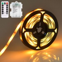 Led Strip Lights Battery Operated, 9.8 Ft 90 Led Rope Lights With Remote Timer Dimmable, Waterproof Flexible Lights Strip For Indoor Outdoor Tv Table Bedroom Boat Kitchen Christmas (Warm White)