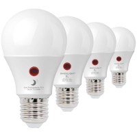 Dusk To Dawn Led Bulb With Dual Daylight Sensor, On/Off Automatic Depends On Daylight Level, 9 Watt, 6000K Cool White, Edison Screw E26, Pack Of 4