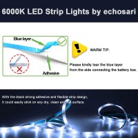 Echosari Battery Operated Led Strip Lights White With Remote, 8 Modes, Dimmable, Timer, Self-Adhesive, Cuttable, For Pc Tv Kitchen Cabinet Shelves Bedroom Decor (3M 90Led)