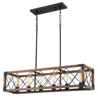 Beionxii Kitchen Island Lighting 36 Inch 6 Light Farmhouse Linear Chandelier For Dining Room Pool Table Pendant Light Fixture