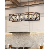 Beionxii Kitchen Island Lighting 36 Inch 6 Light Farmhouse Linear Chandelier For Dining Room Pool Table Pendant Light Fixture