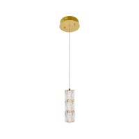 Polaris Led Light Gold Pendant Clear Royal Cut Crystal