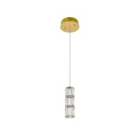 Polaris Led Light Gold Pendant Clear Royal Cut Crystal