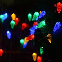 Solar Christmas Lights Outdoor C6 Strawberry String Lights, Led Christmas Fairy Lights 50 Leds Solar Operated Rechargeable Garden Lights For Christmas Tree, Holiday, Arbor Decor(Multicolor, 8 Modes)