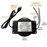 Cnbrighter Waterproof 12V Ac Transformer 200W,110V-120V Ac To 12V Ac Led Power Supply, Voltage Converter Led Driver,Adapter For Outdoor Landscape Lighting/Swimming Pool Light (200 Watts)