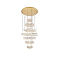 Monroe Integrated Led Light Gold Chandelier Clear Royal Cut Crystal