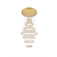 Monroe Integrated Led Light Gold Chandelier Clear Royal Cut Crystal