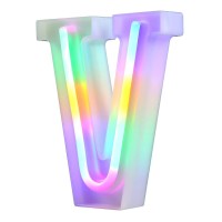 Neon Letter Lights 26 Alphabet Letter Bar Sign Letter Signs For Wedding Christmas Birthday Partty Supplies,Usbbattery Powered Light Up Letters For Home Decoration-Colourful V