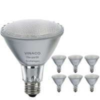 Vinaco Par30 Long Neck Halogen 75W, 6Pcs Par30S 75W 120V Flood Light Bulbs, Dimmable, High Efficiency& Long Lasting Life, E26 Base, 3000K Warm White, Great For Accent Lighting, Tracking Light