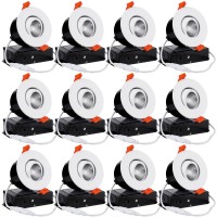 Torchstar 12Pack 3 Inch Gimbal Led Recessed Light With Junction Box 7W Cri90 Dimmable Adjustable Eyeball Canless Led Downligh