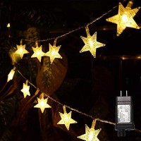 Warm White Star String Lights,39Ft 100Led Decorative Fairy String Lights With 8 Modes Plug In Xmas Lights With 30V Safe Voltage (100 Led Star, Warm White)