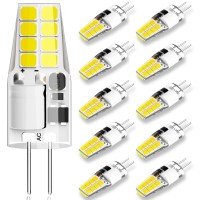 G4 Led Bulb 3W Equivalent To 20W-25W T3 Jc Type Bi-Pin G4 Base Halogen Bulb, Ac/Dc 12V Daylight White 6000K G4 Bulb For Puck Light, Rv, Under Counter Kitchen Lighting, Under Cabinet Light (10 Pack)