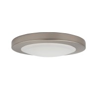 Design House 588152 Paxton Modern Integrated Led Disk Light Indoor/Outdoor Ceiling Flush Mount Dimmable With White Lens Shade For Bathroom Entryway Living Room, Brushed Nickel, Narrow Ring