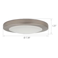 Design House 588152 Paxton Modern Integrated Led Disk Light Indoor/Outdoor Ceiling Flush Mount Dimmable With White Lens Shade For Bathroom Entryway Living Room, Brushed Nickel, Narrow Ring