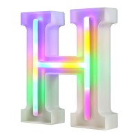 Neon Letter Lights 26 Alphabet Letter Bar Sign Letter Signs For Wedding Christmas Birthday Partty Supplies,Usbbattery Powered Light Up Letters For Home Decoration-Colourful H