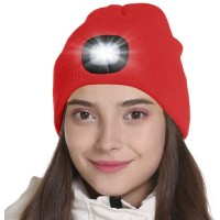 Tutuko Led Beanie With Light, Gifts For Men Women Dad Him, Usb Rechargeable Lighted Cap 4 Led Headlamp Hat, Unisex Warm Winter Knitted Led Hat With Flashlight