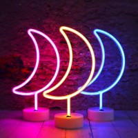 Vicila Neon Moon Lights Led Moon Decor Neon Signs Crescent Night Lights Art Decorations Lamp For Party Supplies Children Kids