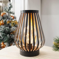 Jhy Design Metal Cage Led Lantern Battery Powered 8.7''H Cordless Accent Light With Led Edison Style Bulb Great For Weddings Parties Patio Events Indoors Outdoors Christmas Decorations