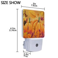 Vdsrup Fall Sunflowers Pumpkins Night Light Set Of 2 Autumn Butterfly Maple Leaf Plugin Led Nightlights Auto Dusktodawn Senso