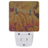 Vdsrup Fall Sunflowers Pumpkins Night Light Set Of 2 Autumn Butterfly Maple Leaf Plugin Led Nightlights Auto Dusktodawn Senso