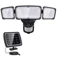 Glorious-Lite Led Solar Security Lights Motion Sensor Light Outdoor, 1600Lm Solar Powered Motion Flood Light, 5500K, Ip65 Waterproof, 3 Adjustable Head Solar Outdoor Lights For Backyard, Garage-Black