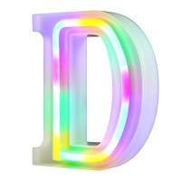 Neon Letter Lights 26 Alphabet Letter Bar Sign Letter Signs For Wedding Christmas Birthday Partty Supplies,Usbbattery Powered Light Up Letters For Home Decoration-Colourful D