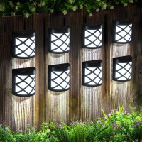 Gigalumi 8 Pack Solar Fence Lights Solar Deck Lights Waterproof Auto Decorative Outdoor Solar Wall Lights For Deck Patio Sta