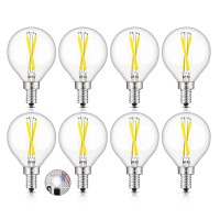 Crlight 2W Candelabra Led Globe Bulb Daylight White 5000K, 30W Equivalent 300Lm Dimmable, E12 Vintage Edison G16 Led Bulbs For Chandelier Bathroom Vanity Mirror, 8 Pack