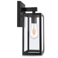 Maxvolador Outdoor Wall Lantern, Exterior Waterproof Wall Sconce Light Fixture, Matte Black Anti-Rust Wall Mount Light With Clear Glass Shade, E26 Socket Wall Lamp For Porch(Bulb Not Included)