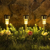 Sowsun Solar Pathway Lights Outdoor ,Solar Powered Landscape Garden Lights For Pathway ,Lawn, Patio, Yard,Path,Walkway Decoration-12 Pack(Warm White)