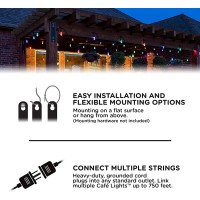 Dgo 48Ft Outdoor Patio Lights, Rgb Cafe String Lights With 15 E26 S14 Shatterproof Edison Bulbs, Commercial Grade Dimmable String Lights For Bistro Backyard Garden, Remote Controllers