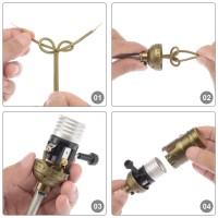 Canomo Antique Brass Make A Amp Kit Complete Lamp Kit With 8 Inch Harp, Lamp Pipe, 3 Way Socket And All Parts Needed And Instructions For Diy Lamp Rewire Or Repair